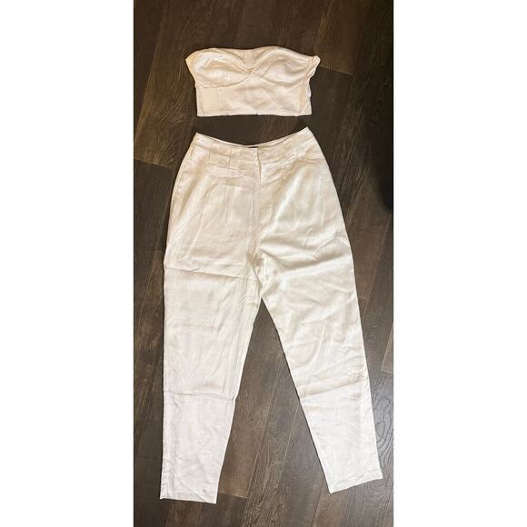 RTA Ivory Matching Bustier & High Waist Pant Set Size 8 NWT - Picture 2 of 8
